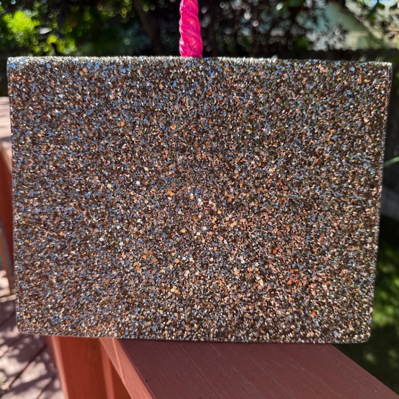 NWT Kate Spade Mallo Laurel Way Glitter Clutch Gunmetal